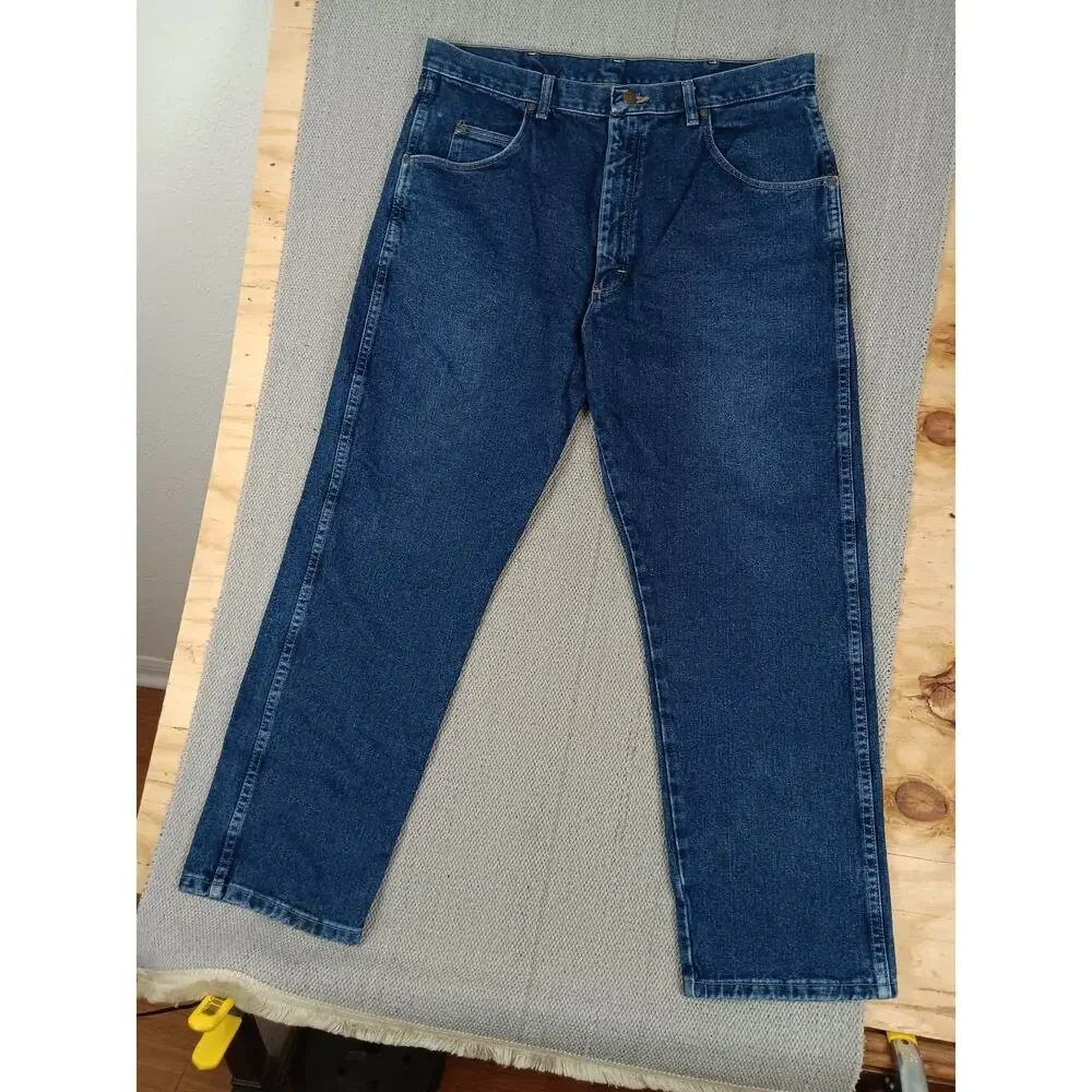 Wrangler‎ Rugged Wear Jeans Mens 36X30 Dark Blue Relaxed Straight Work Casual